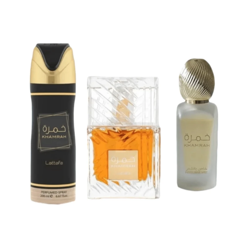 Lattafa Khamrah Set 3 Pc Eau De Parfum 100ml – Perfume Aromático Especiado Lattafa Khamrah Set 3 Pc Eau De Parfum 100ml – Perfume Aromático Especiado